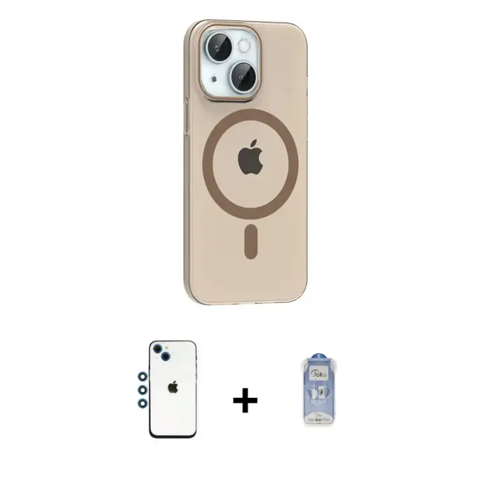 ieg™ iPhone 14 Kılıf Pusula Form Özel Seri - Siyah Joko Magic 5D Cam + Shine Kamera Lens - MI