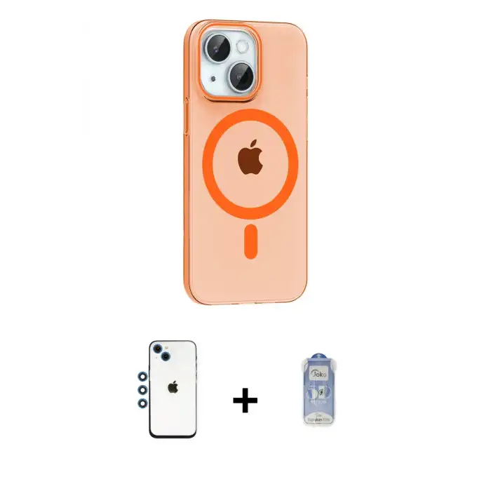 ieg™ iPhone 14 Kılıf Pusula Form Özel Seri - Siyah Joko Magic 5D Cam + Shine Kamera Lens - MI