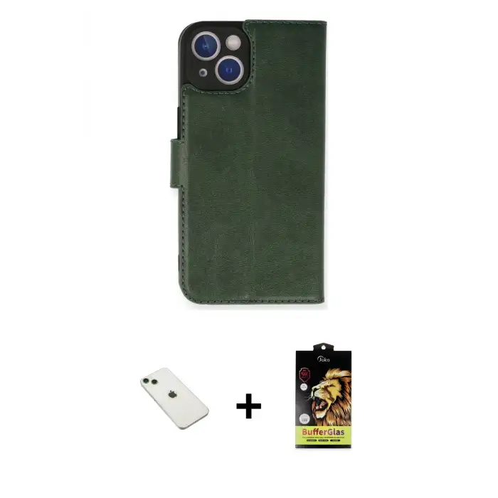 ieg™ iPhone 14 Kılıf Siluet Işık Serisi - Siyah Buffer Cam Ekran Koruyucu + Diamond Kamera Lens - YL