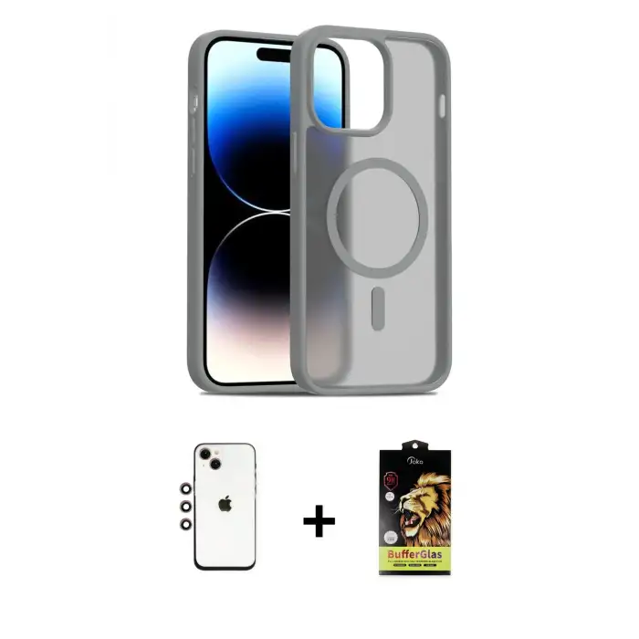 ieg™ iPhone 14 Kılıf Siluet Minimal Prime - Siyah Buffer Cam Ekran Koruyucu + Shine Kamera Lens - GI