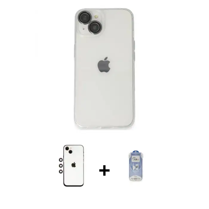 ieg™ iPhone 14 Kılıf Ufuk Minimal Özel Seri - Siyah Joko Magic 5D Cam + Shine Kamera Lens - GI
