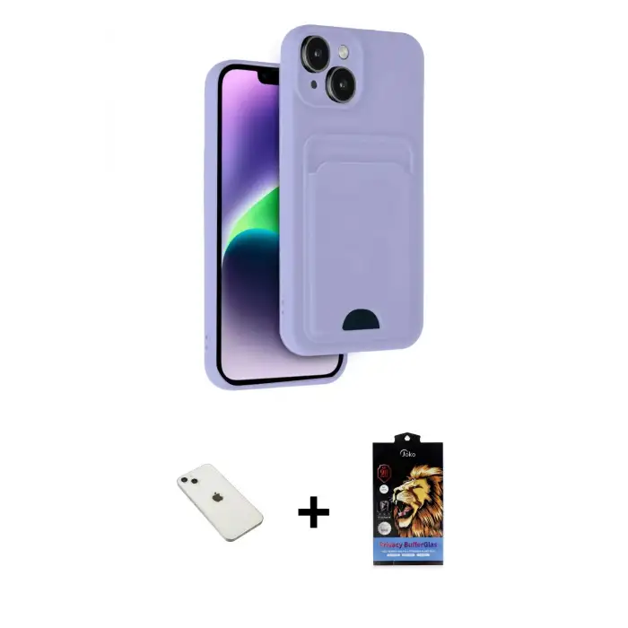 ieg™ iPhone 14 Kılıf Vadi Çizgi Prime - Siyah Buffer Hayalet Cam Ekran Koruyucu + Diamond Kamera Lens - SABE