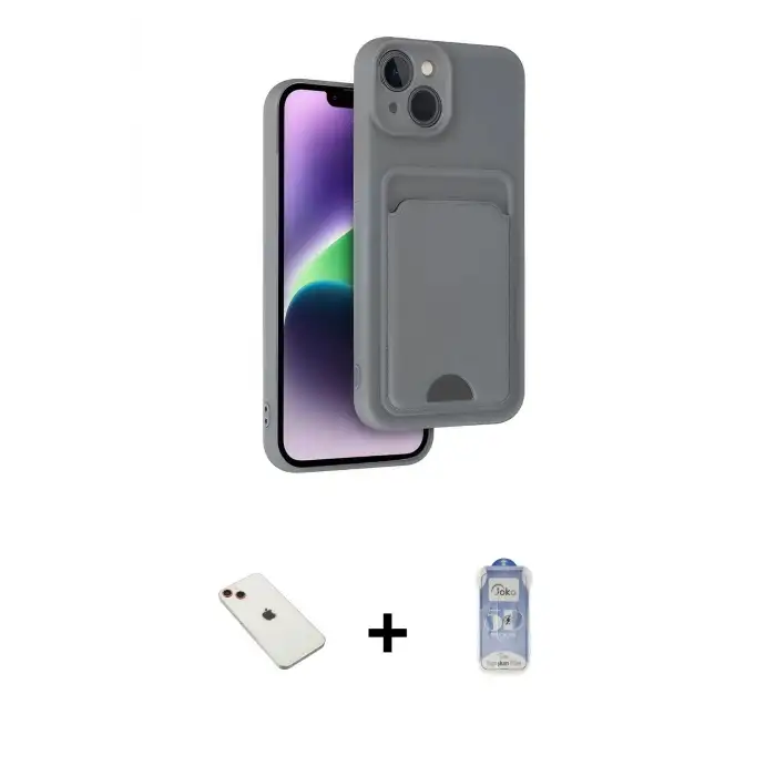 ieg™ iPhone 14 Kılıf Vadi Çizgi Prime - Siyah Joko Magic 5D Cam + Diamond Kamera Lens - KI