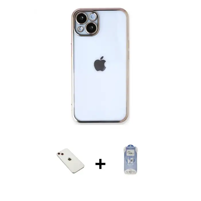 ieg™ iPhone 14 Kılıf Vadi Minimal - Siyah Joko Magic 5D Cam + Diamond Kamera Lens - KI