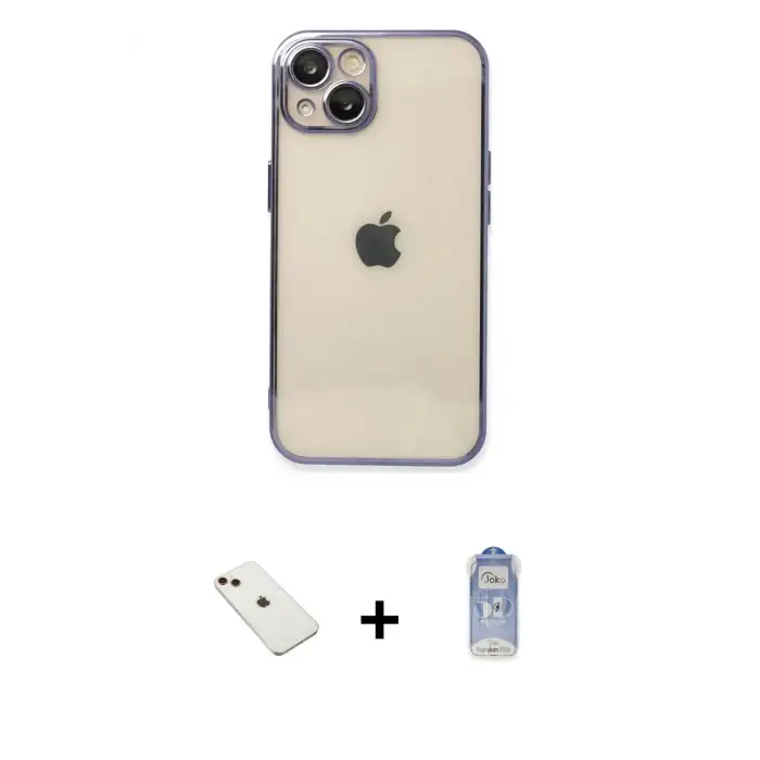 ieg™ iPhone 14 Kılıf Vadi Minimal - Siyah Joko Magic 5D Cam + Diamond Kamera Lens - KI