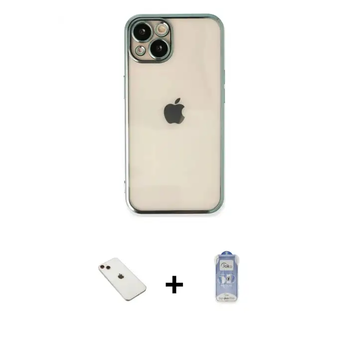 ieg™ iPhone 14 Kılıf Vadi Minimal - Siyah Joko Magic 5D Cam + Diamond Kamera Lens - KI