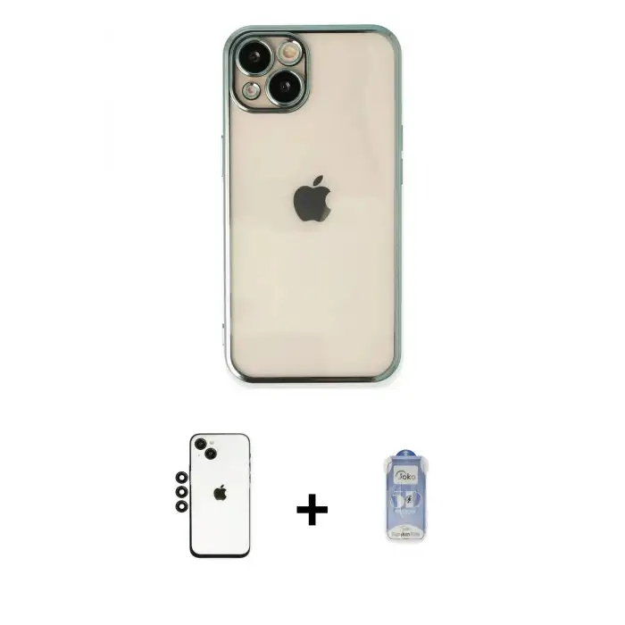 ieg™ iPhone 14 Kılıf Vadi Minimal - Siyah Joko Magic 5D Cam + Shine Kamera Lens - SH