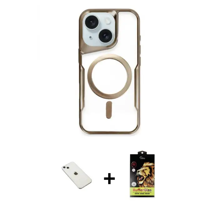 ieg™ iPhone 14 Kılıf Yadigar Klasik Özel Seri - Siyah Buffer Cam Ekran Koruyucu + Diamond Kamera Lens - SABE