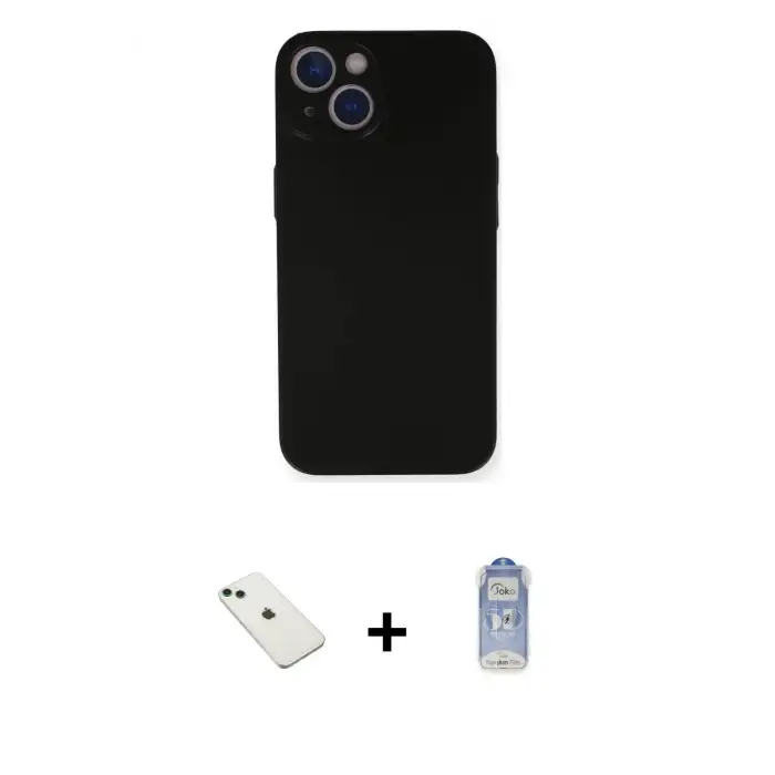 ieg™ iPhone 14 Kılıf Yadigar Yansıma Serisi - Siyah Joko Magic 5D Cam + Diamond Kamera Lens - YL