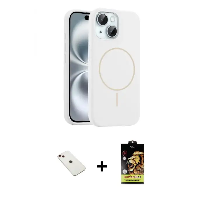 ieg™ iPhone 14 Kılıf Yankı Form Serisi - Siyah Buffer Cam Ekran Koruyucu + Diamond Kamera Lens - KI