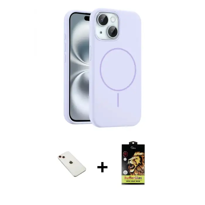ieg™ iPhone 14 Kılıf Yankı Form Serisi - Siyah Buffer Cam Ekran Koruyucu + Diamond Kamera Lens - KI