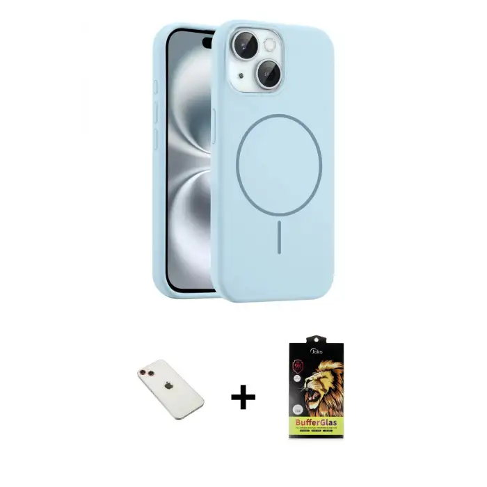 ieg™ iPhone 14 Kılıf Yankı Form Serisi - Siyah Buffer Cam Ekran Koruyucu + Diamond Kamera Lens - KI