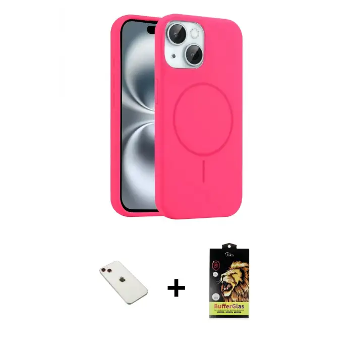 ieg™ iPhone 14 Kılıf Yankı Form Serisi - Siyah Buffer Cam Ekran Koruyucu + Diamond Kamera Lens - KI