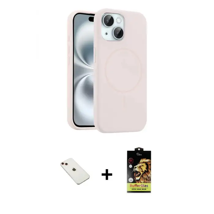 ieg™ iPhone 14 Kılıf Yankı Form Serisi - Siyah Buffer Cam Ekran Koruyucu + Diamond Kamera Lens - KI