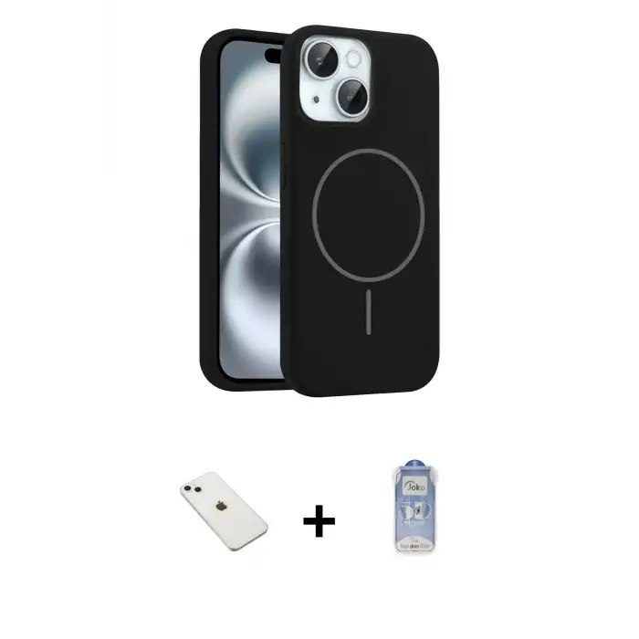 ieg™ iPhone 14 Kılıf Yankı Form Serisi - Siyah Joko Magic 5D Cam + Diamond Kamera Lens - SABE