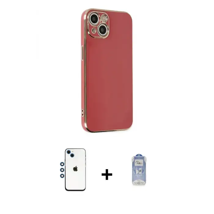 ieg™ iPhone 14 Kılıf Yankı Serisi - Siyah Joko Magic 5D Cam + Shine Kamera Lens - MI
