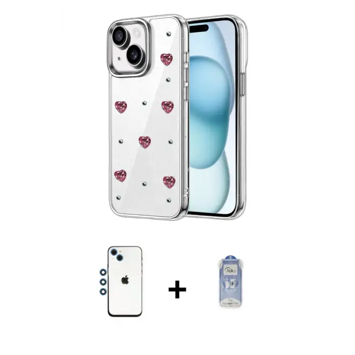 ieg™ iPhone 14 Kılıf Yörünge Form - Siyah Joko Magic 5D Cam + Shine Kamera Lens - MI