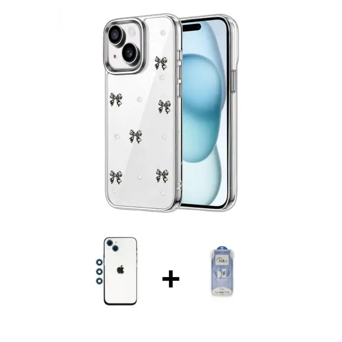 ieg™ iPhone 14 Kılıf Yörünge Form - Siyah Joko Magic 5D Cam + Shine Kamera Lens - MI