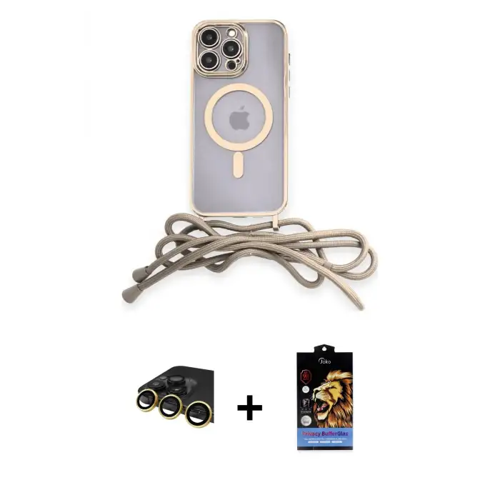 ieg™ iPhone 14 Pro Kılıf Eksen Özel Seri - Siyah Buffer Hayalet Cam Ekran Koruyucu + Raze Metal Kamera Lens - GD
