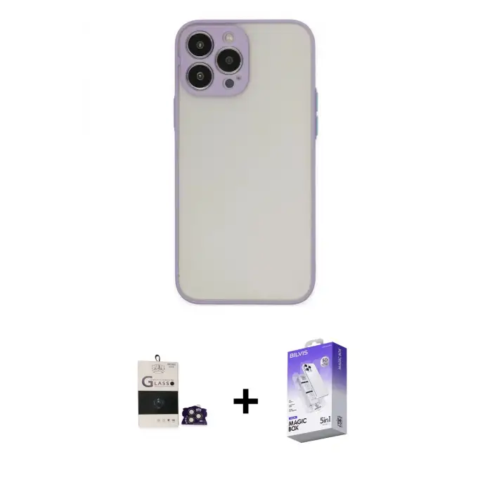 ieg™ iPhone 14 Pro Max Kılıf Ahenk Çizgi Serisi - Siyah Bilvis 5in1 3D Magic Cam Ekran Koruyucu + Bilvis Titan Kamera Lens - GD