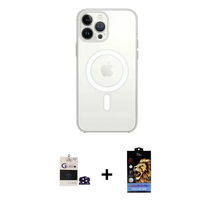 ieg™ iPhone 14 Pro Max Kılıf Ahenk Yansıma Prime - Siyah Buffer Hayalet Cam Ekran Koruyucu + Bilvis Titan Kamera Lens - DNMR