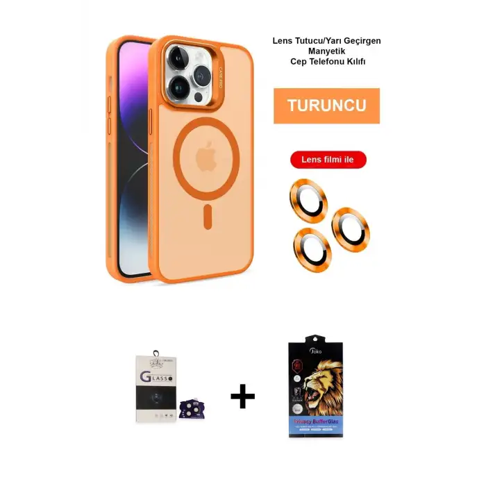 ieg™ iPhone 14 Pro Max Kılıf Akış Form - Siyah Buffer Hayalet Cam Ekran Koruyucu + Bilvis Titan Kamera Lens - SH
