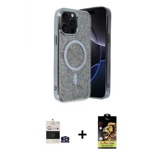 ieg™ iPhone 14 Pro Max Kılıf Eksen Çizgi - Siyah Buffer Cam Ekran Koruyucu + Bilvis Titan Kamera Lens - GS