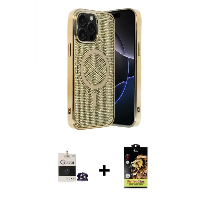 ieg™ iPhone 14 Pro Max Kılıf Eksen Çizgi - Siyah Buffer Cam Ekran Koruyucu + Bilvis Titan Kamera Lens - GS
