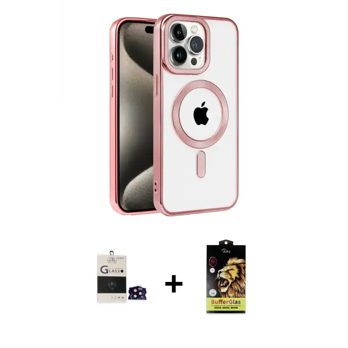 ieg™ iPhone 14 Pro Max Kılıf Eksen Form Koleksiyonu - Siyah Buffer Cam Ekran Koruyucu + Bilvis Titan Kamera Lens - SH
