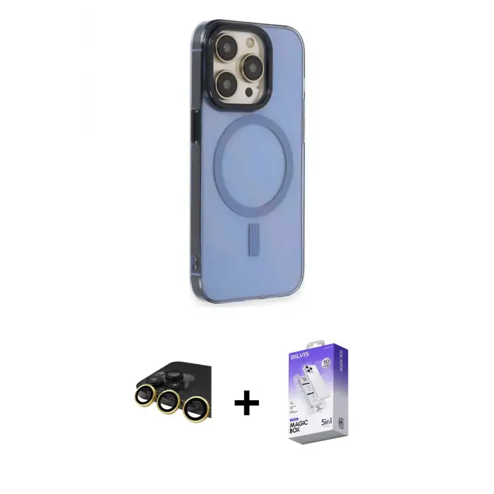 ieg™ iPhone 14 Pro Max Kılıf Eksen Işık Prime - Siyah Bilvis 5in1 3D Magic Cam Ekran Koruyucu + Raze Metal Kamera Lens - GD