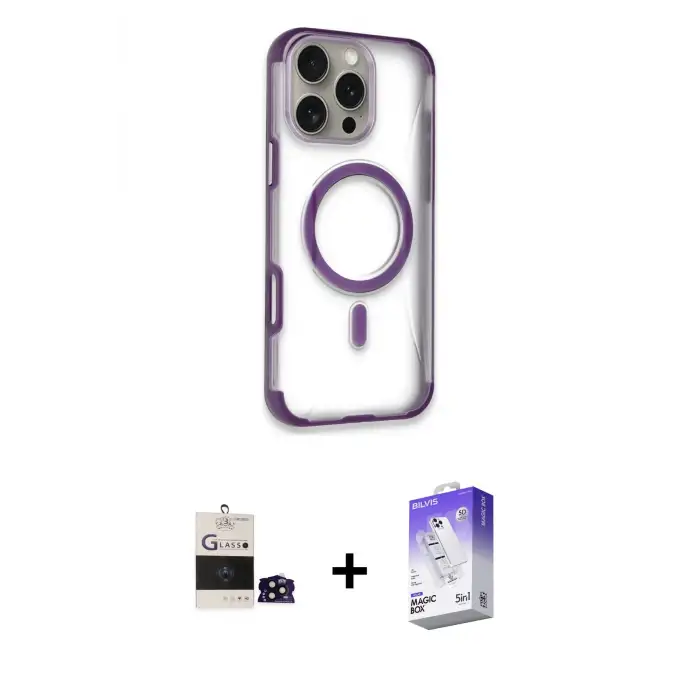 ieg™ iPhone 14 Pro Max Kılıf Eksen Klasik Koleksiyonu - Siyah Bilvis 5in1 3D Magic Cam Ekran Koruyucu + Bilvis Titan Kamera Lens - SH