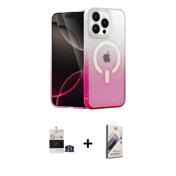 ieg™ iPhone 14 Pro Max Kılıf Eksen Minimal Özel Seri - Siyah Bilvis 3D Mat Cam Ekran Koruyucu + Bilvis Titan Kamera Lens - GD