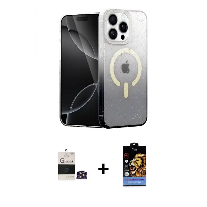 ieg™ iPhone 14 Pro Max Kılıf Eksen Minimal Özel Seri - Siyah Buffer Hayalet Cam Ekran Koruyucu + Bilvis Titan Kamera Lens - GD