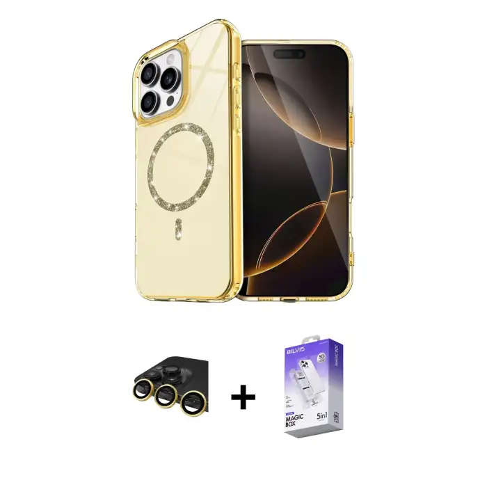 ieg™ iPhone 14 Pro Max Kılıf Kıvılcım Form Prime - Siyah Bilvis 5in1 3D Magic Cam Ekran Koruyucu + Raze Metal Kamera Lens - GD