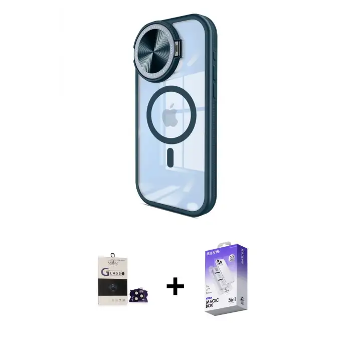ieg™ iPhone 14 Pro Max Kılıf Kıvılcım Modern Koleksiyonu - Siyah Bilvis 5in1 3D Magic Cam Ekran Koruyucu + Bilvis Titan Kamera Lens - SH