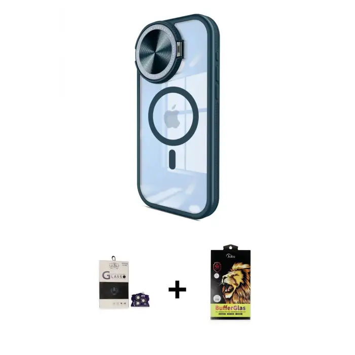 ieg™ iPhone 14 Pro Max Kılıf Kıvılcım Modern Koleksiyonu - Siyah Buffer Cam Ekran Koruyucu + Bilvis Titan Kamera Lens - GS