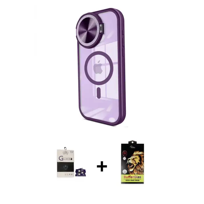ieg™ iPhone 14 Pro Max Kılıf Kıvılcım Modern Koleksiyonu - Siyah Buffer Cam Ekran Koruyucu + Bilvis Titan Kamera Lens - GS
