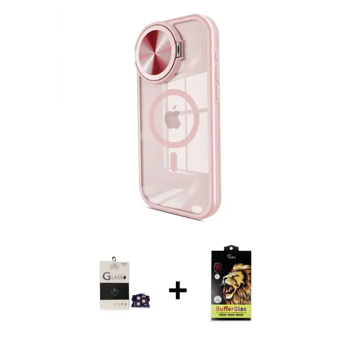 ieg™ iPhone 14 Pro Max Kılıf Kıvılcım Modern Koleksiyonu - Siyah Buffer Cam Ekran Koruyucu + Bilvis Titan Kamera Lens - GD