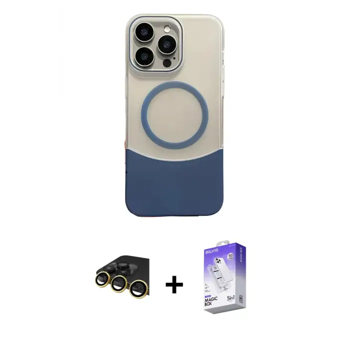 ieg™ iPhone 14 Pro Max Kılıf Kozmos Form Özel Seri - Siyah Bilvis 5in1 3D Magic Cam Ekran Koruyucu + Raze Metal Kamera Lens - GD