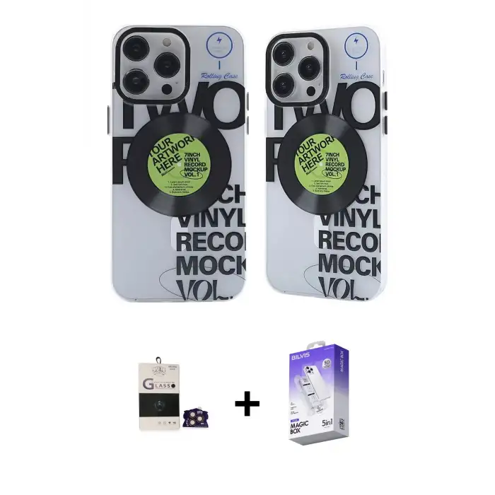ieg™ iPhone 14 Pro Max Kılıf Nova Doku Koleksiyonu - Siyah Bilvis 5in1 3D Magic Cam Ekran Koruyucu + Bilvis Titan Kamera Lens - GD