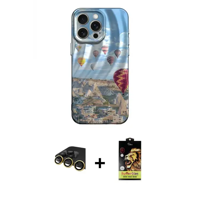 ieg™ iPhone 14 Pro Max Kılıf Nova Doku Prime - Siyah Buffer Cam Ekran Koruyucu + Raze Metal Kamera Lens - GD