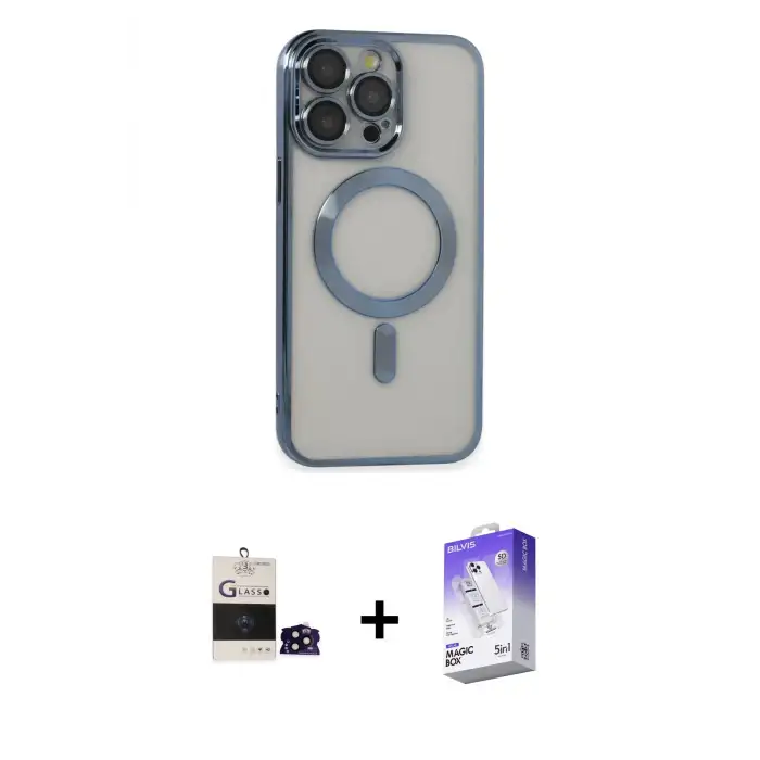 ieg™ iPhone 14 Pro Max Kılıf Nova Işık Özel Seri - Siyah Bilvis 5in1 3D Magic Cam Ekran Koruyucu + Bilvis Titan Kamera Lens - SH