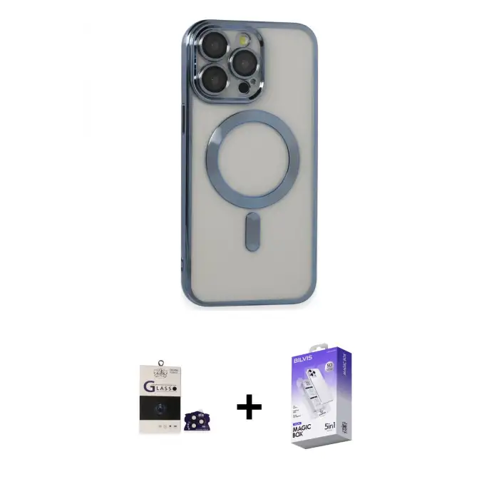 ieg™ iPhone 14 Pro Max Kılıf Nova Işık Özel Seri - Siyah Bilvis 5in1 3D Magic Cam Ekran Koruyucu + Bilvis Titan Kamera Lens - DNMR