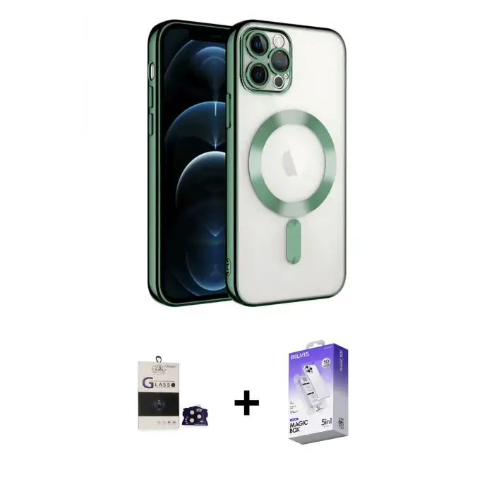 ieg™ iPhone 14 Pro Max Kılıf Nova Işık Özel Seri - Siyah Bilvis 5in1 3D Magic Cam Ekran Koruyucu + Bilvis Titan Kamera Lens - SH