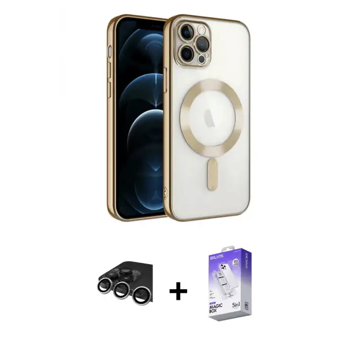 ieg™ iPhone 14 Pro Max Kılıf Nova Işık Özel Seri - Siyah Bilvis 5in1 3D Magic Cam Ekran Koruyucu + Raze Metal Kamera Lens - GS