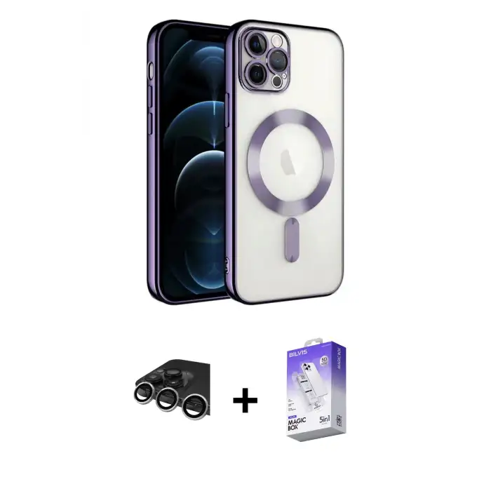 ieg™ iPhone 14 Pro Max Kılıf Nova Işık Özel Seri - Siyah Bilvis 5in1 3D Magic Cam Ekran Koruyucu + Raze Metal Kamera Lens - GS