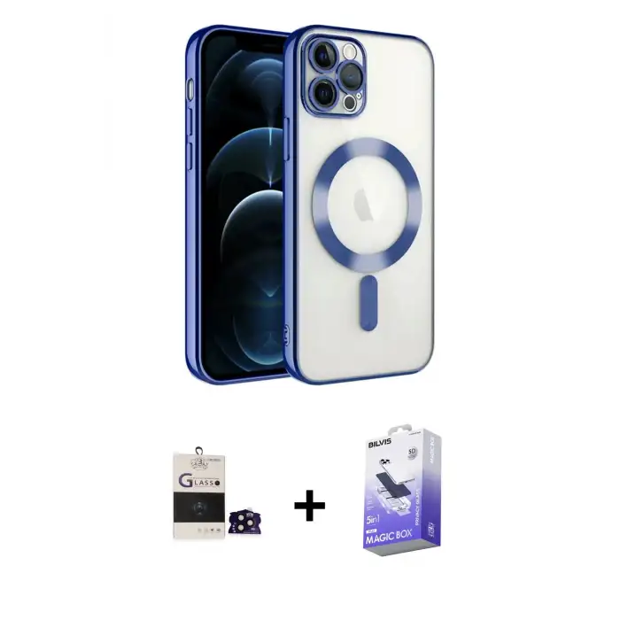 ieg™ iPhone 14 Pro Max Kılıf Nova Işık Özel Seri - Siyah Bilvis 5in1 5D Magic Hayalet Cam Ekran Koruyucu + Bilvis Titan Kamera Lens - SH