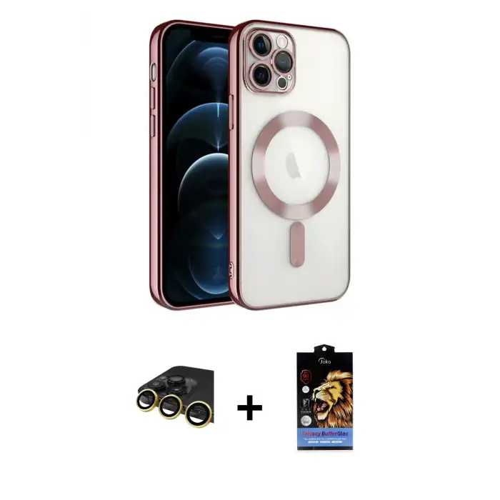 ieg™ iPhone 14 Pro Max Kılıf Nova Işık Özel Seri - Siyah Buffer Hayalet Cam Ekran Koruyucu + Raze Metal Kamera Lens - GD