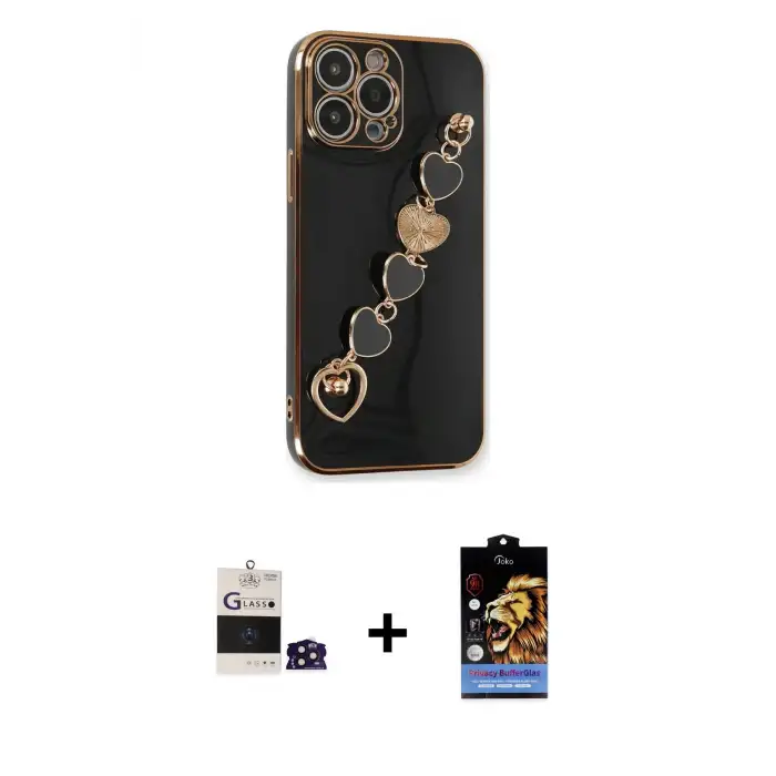 ieg™ iPhone 14 Pro Max Kılıf Nova Işık Prime - Siyah Buffer Hayalet Cam Ekran Koruyucu + Bilvis Titan Kamera Lens - DNMR
