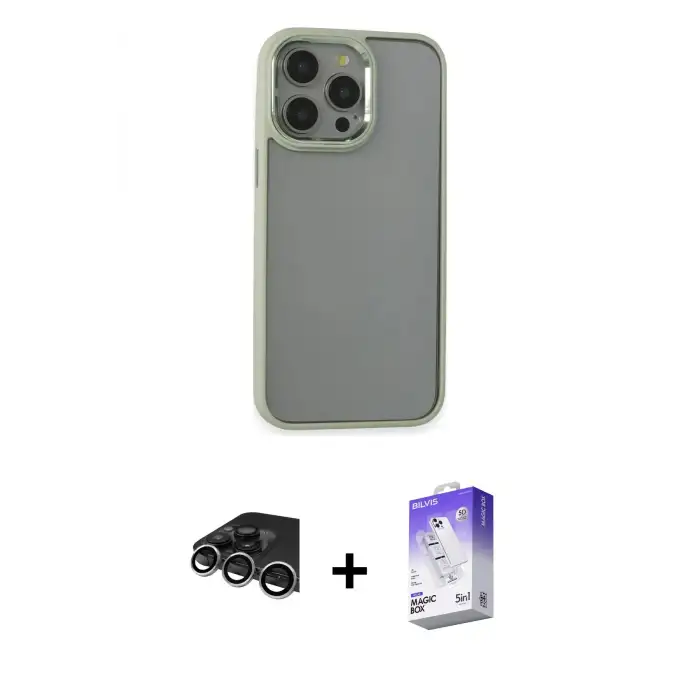 ieg™ iPhone 14 Pro Max Kılıf Nova Işık Serisi - Siyah Bilvis 5in1 3D Magic Cam Ekran Koruyucu + Raze Metal Kamera Lens - GS